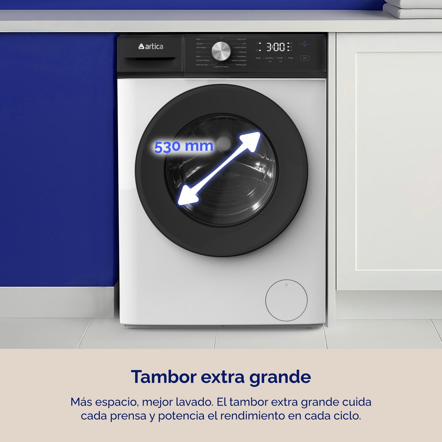 LAVADORA ARTICA AQUALINE 7 KG 1200 RPM DE BAJO CONSUMO CON MOTOR INVERTER Y FUNCIÓN VAPOR