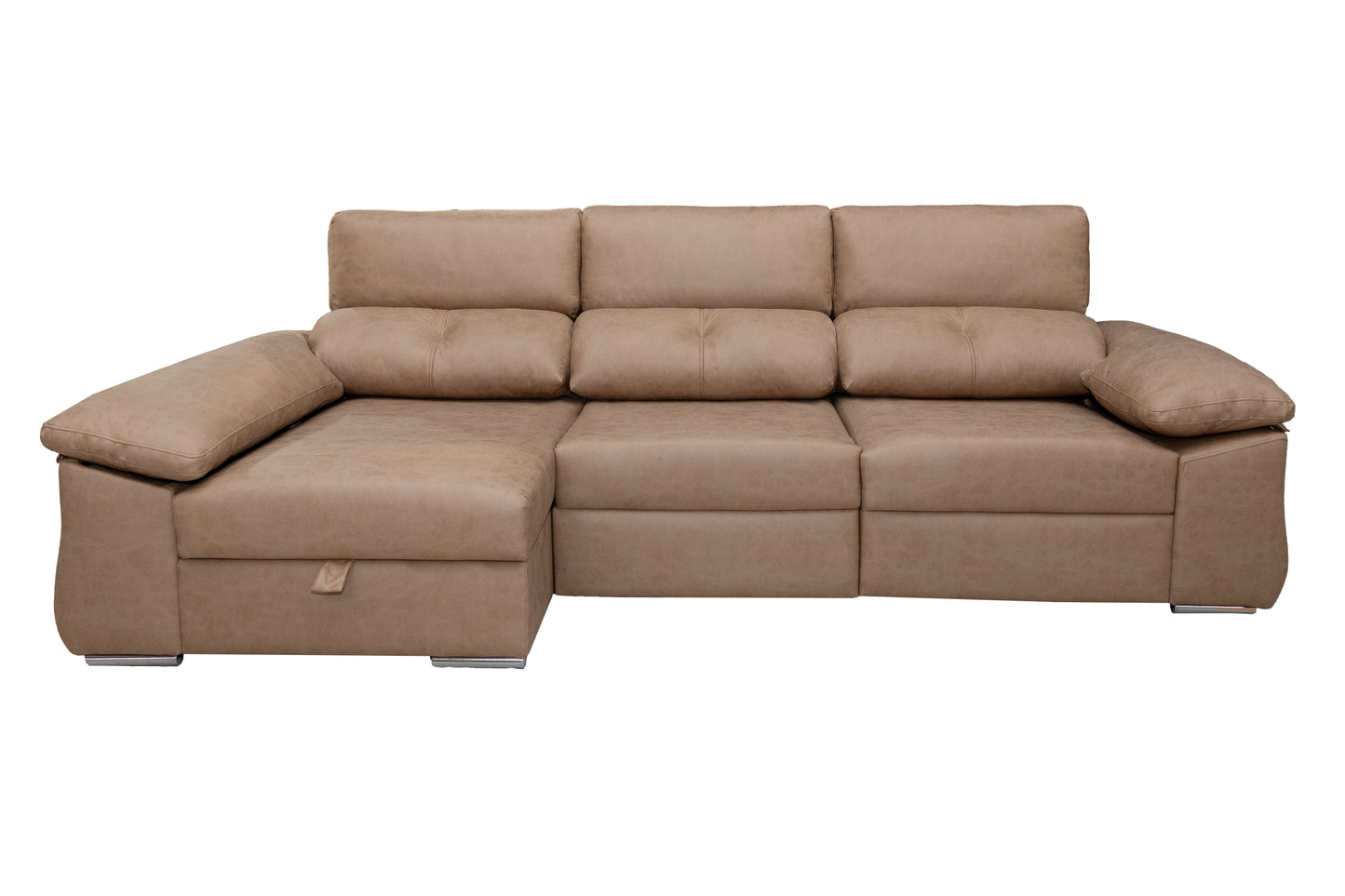 SOFÁ CHAISE LONGUE CON DOBLE ARCÓN Y 2 PUFF AUDI
