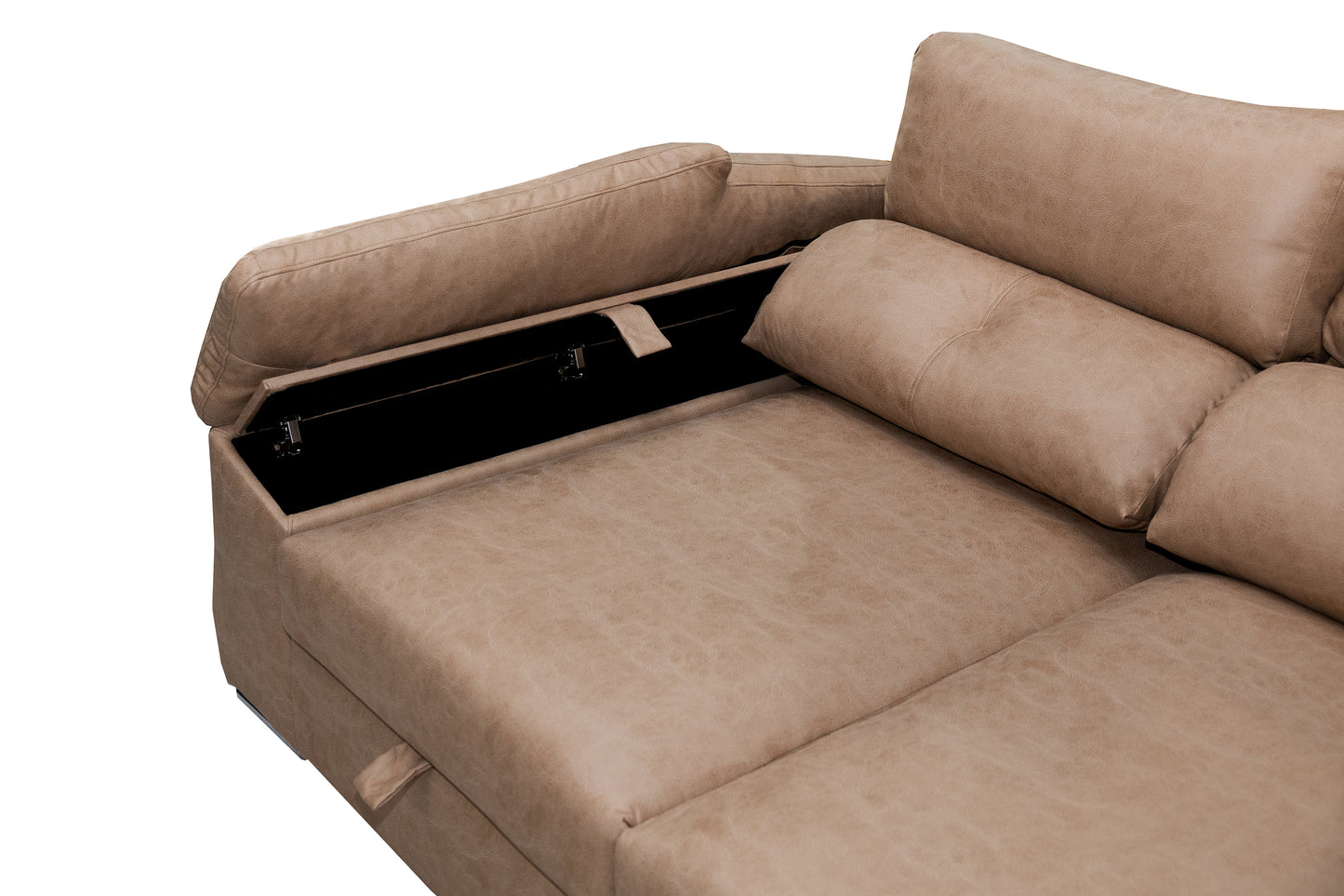 SOFÁ CHAISE LONGUE CON DOBLE ARCÓN Y 2 PUFF AUDI