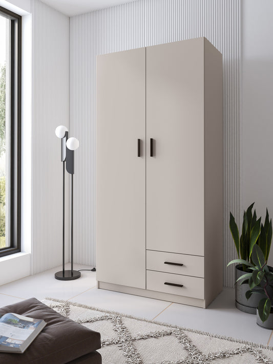 ARMARIO DE 2 PUERTAS Y 2 CAJONES AURA – ELEGANCIA, ORDEN Y FUNCIONALIDAD