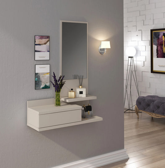 RECIBIDOR VERTICAL CON ESPEJO Y CAJÓN – ELEGANCIA Y FUNCIONALIDAD PARA TU ENTRADA