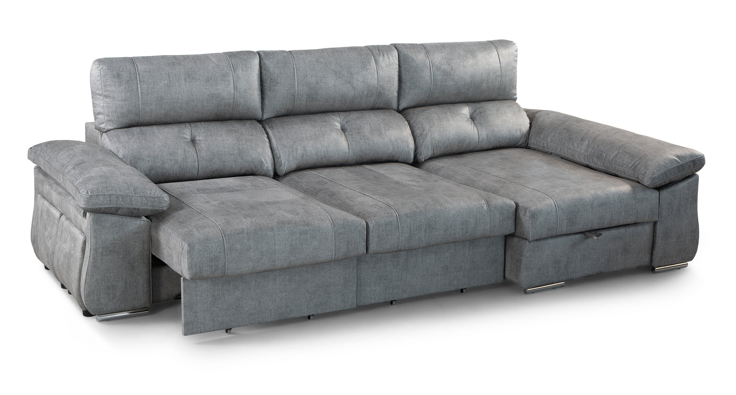 SOFÁ CHAISE LONGUE DOBLE ARCÓN, 2 PUFF Y EXTRAÍBLE XL CUPRA