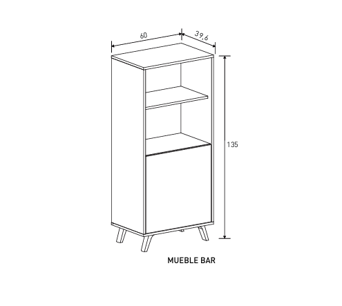 MUEBLE BAR VITRINA SOTO BLANCO ROBLE