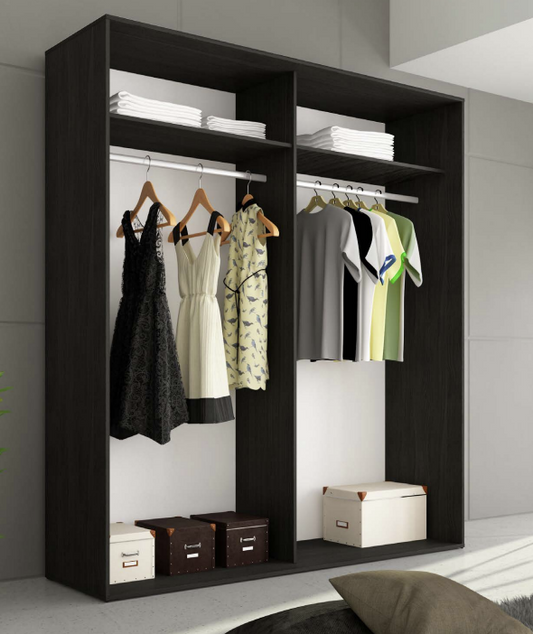 ARMARIO DOS PUERTAS CORREDERAS Gran Capacidad RAMBLA CENIZA - NEGRO