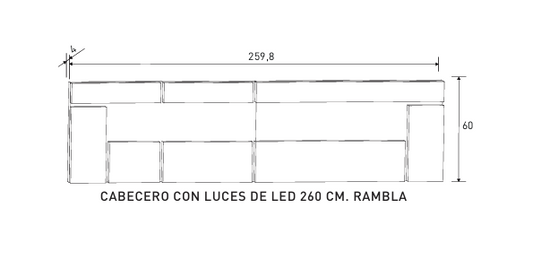 CONJUNTO DORMITORIO MATRIMONIO RAMBLA02 LUCES LED CENIZA - NEGRO