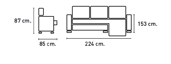 SOFÁ CHAIS LONGUE PATON REVERSIBLE CON ARCÓN Y CAMA GRIS