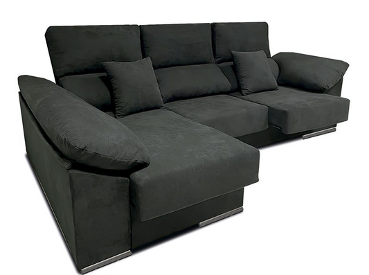 SOFÁ CHAISE LONGUE MATÍAS CON ARCÓN, ASIENTO EXTRAÍBLE Y COJINES: CONFORT INTELIGENTE Y ESPACIO EXTRA