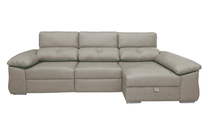 SOFÁ CHAISE LONGUE CON DOBLE ARCÓN Y 2 PUFF AUDI