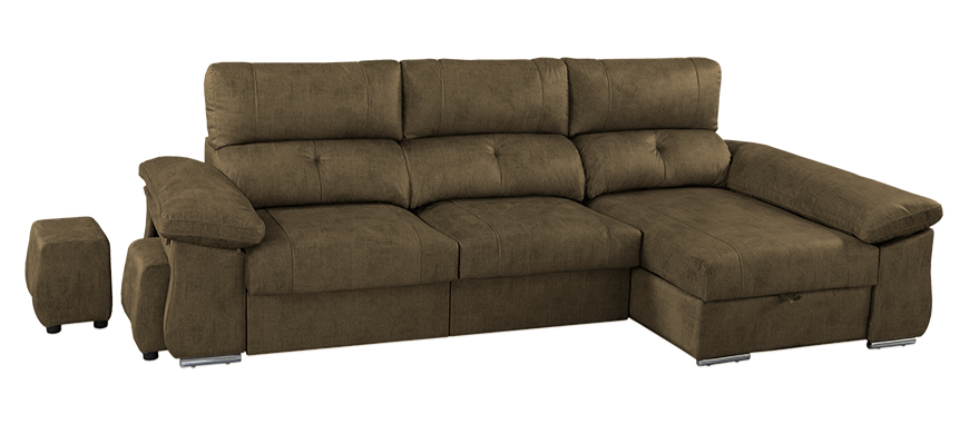 SOFÁ CHAISE LONGUE DOBLE ARCÓN, 2 PUFF Y EXTRAÍBLE XL CUPRA