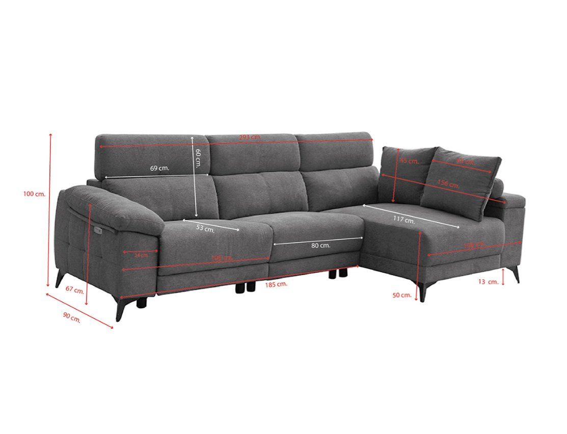SOFÁ CHAISE LONGUE LONDRES – CONFORT MOTORIZADO, TECNOLOGÍA AVANZADA Y DISEÑO ELEGANTE