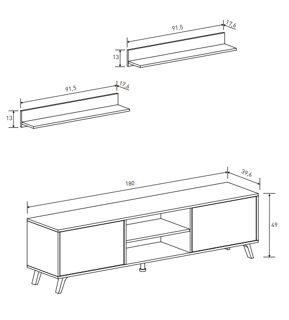 CONJUNTO DE SALÓN SOLANA 02 · MUEBLE TV Y ESTANTES - ELEGANCIA NÓRDICA Y DISEÑO FUNCIONAL