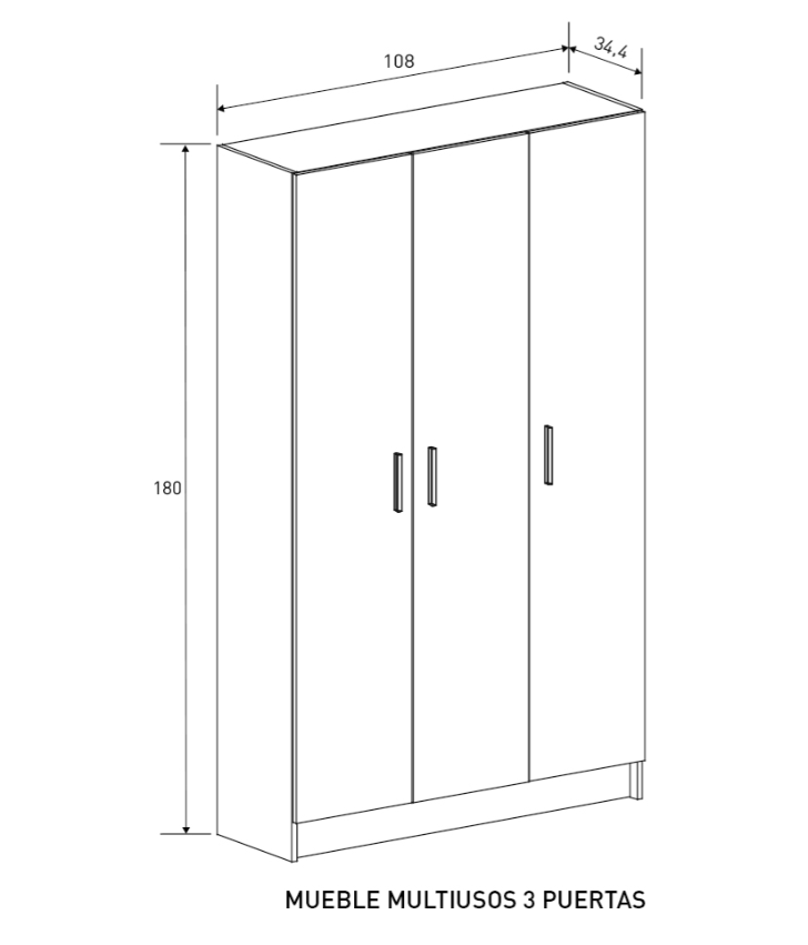 ARMARIO MULTIUSOS DE 3 PUERTAS AURA – ORGANIZA TU ESPACIO CON ESTILO