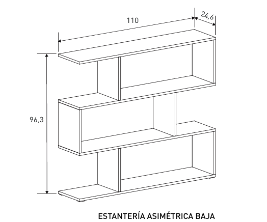 ESTANTERÍA ASIMÉTRICA BAJA AURA – DISEÑO MODERNO Y FUNCIONAL