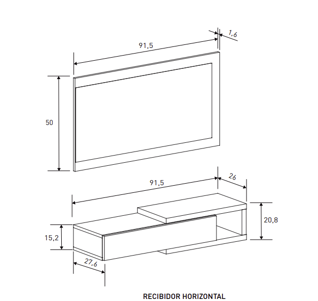 RECIBIDOR HORIZONTAL CON ESPEJO Y CAJÓN – ELEGANCIA Y FUNCIONALIDAD PARA TU ENTRADA
