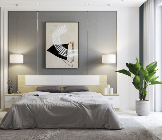 CONJUNTO DORMITORIO MATRIMONIO CABECERO + 2 MESITAS NOCHE DONALD1