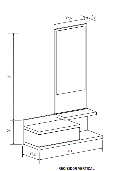 RECIBIDOR VERTICAL ELBA CON ESPEJO – ALMACENAMIENTO PRÁCTICO Y DISEÑO MODERNO