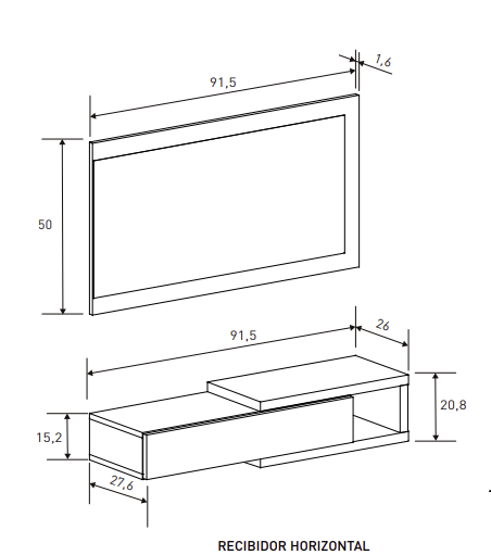 RECIBIDOR HORIZONTAL ELBA CON ESPEJO – ALMACENAMIENTO FUNCIONAL Y DISEÑO MODERNO