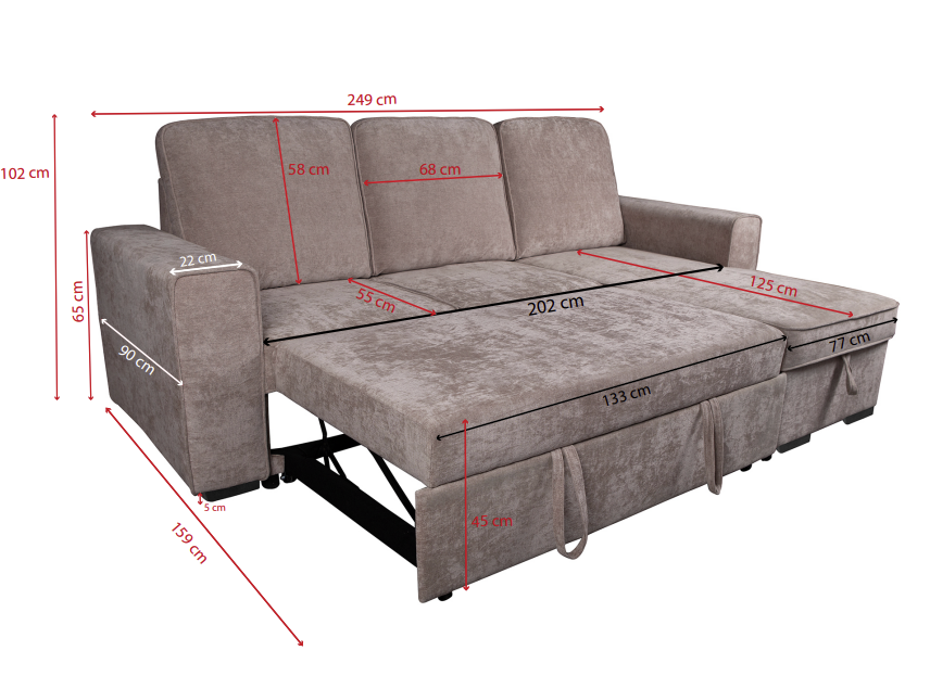 SOFÁ CHAISE LONGUE NEPAL CAMA CON ARCÓN – REVERSIBLE, PRÁCTICA Y ADAPTABLE A TU ESPACIO