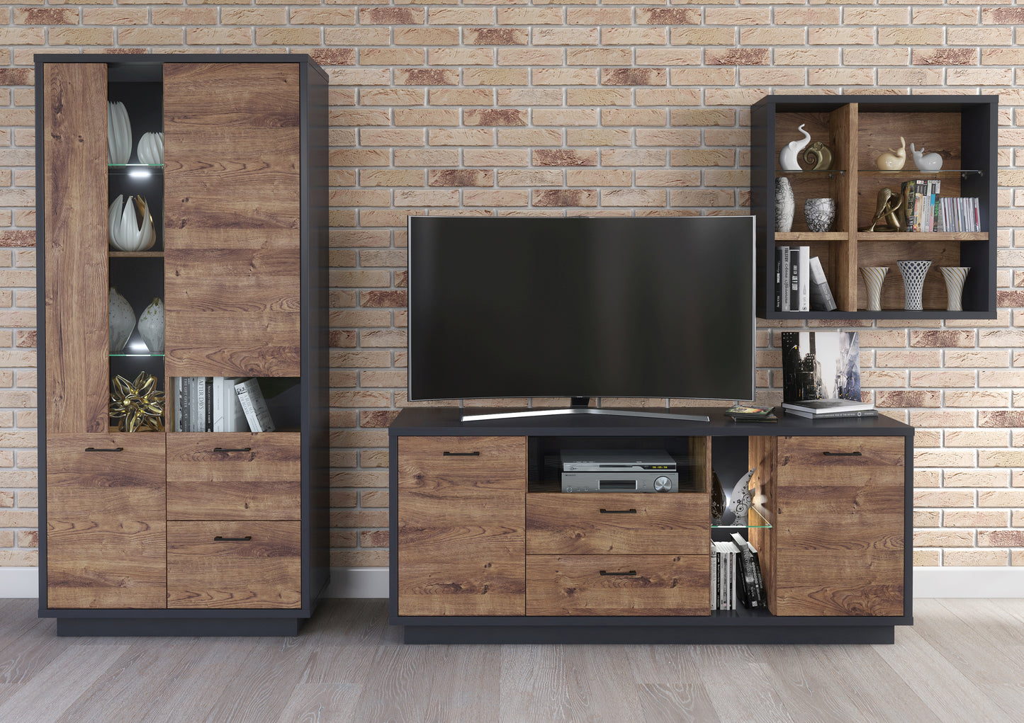 MUEBLE SALÓN COMEDOR EUROPA CON LUCES LED 260 CM APILABLE A-02
