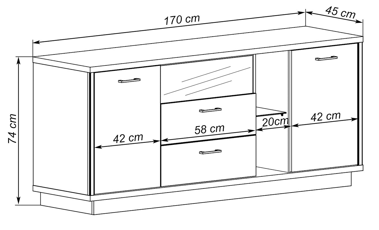 MUEBLE SALÓN COMEDOR EUROPA CON LUCES LED 260 CM APILABLE A-02