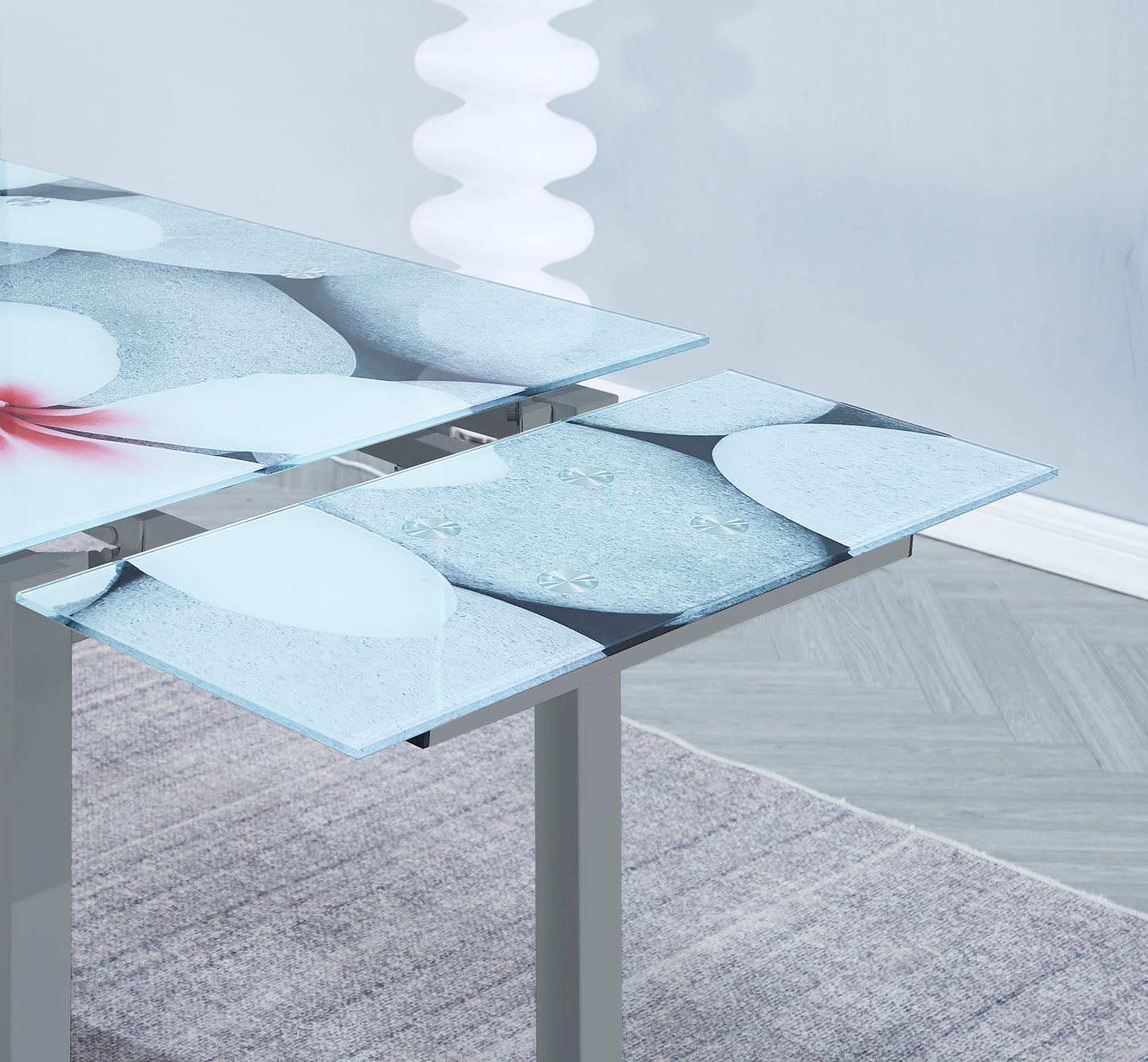 MESA COCINA EXTENSIBLE CRISTAL FLORAL