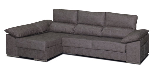 SOFÁ CHAISE LONGUE CON ARCÓN, 2 PUFF Y REPOSABRAZOS SIESTA FRANCA