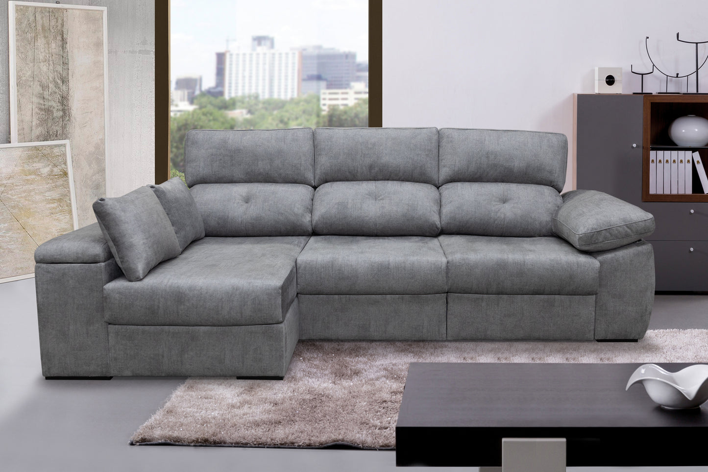 SOFÁ CHAISE LONGUE CON DOBLE ARCÓN Y EXTRAÍBLE GREDOS