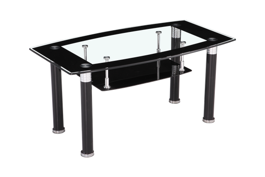 MESA CENTRO ELBA DOBLE CRISTAL NEGRO