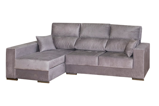 SOFÁ CHAISE LONGUE CON COJINES MORENA