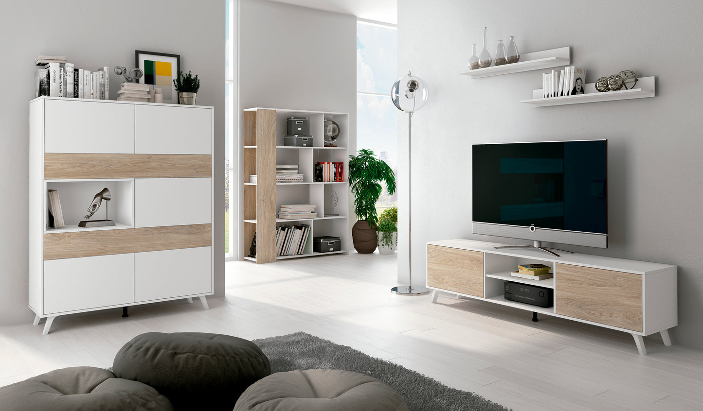 SALON COMPLETO SOTO BLANCO ROBLE
