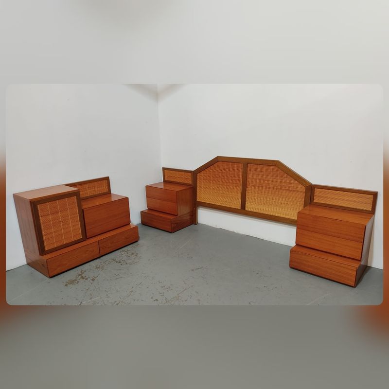 Conjunto habitación madera / mimbre – segunda mano – foto 10