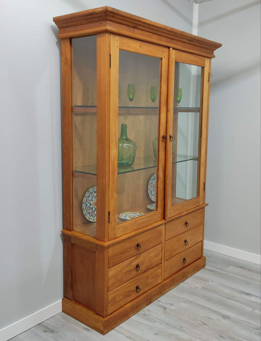 VITRINA ALACENA ESTILO RÚSTICO DE CASTAÑO NATURAL