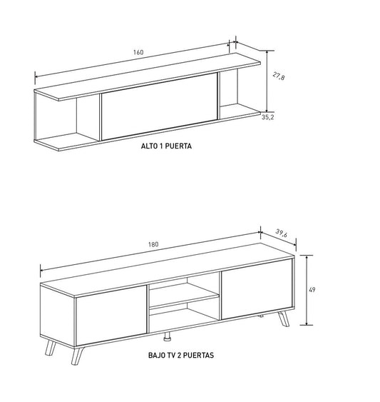 MUEBLE SALÓN COMEDOR SOTO 180 CM BLANCO ROBLE