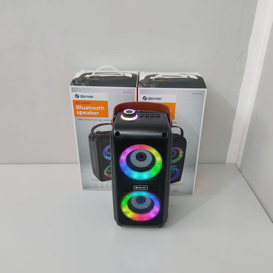 ALTAVOZ PORTÁTIL DENVER BTV-230MK2 – 100W, BLUETOOTH, LUCES LED Y KARAOKE