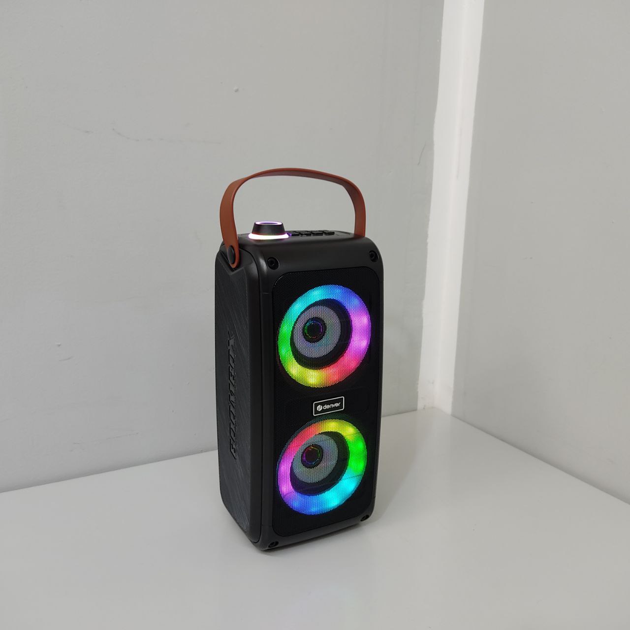 ALTAVOZ PORTÁTIL DENVER BTV-230MK2 – 100W, BLUETOOTH, LUCES LED Y KARAOKE