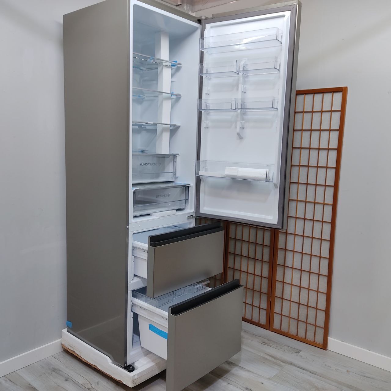 FRIGORÍFICO COMBI HAIER HTW5620ENMG – 414L, ACERO INOXIDABLE, EFICIENTE Y TECNOLÓGICO
