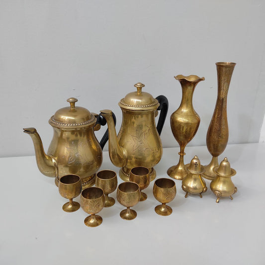 JUEGO DE CAFÉ Y DECORACIÓN EPNS DORADO – AÑOS 50/60