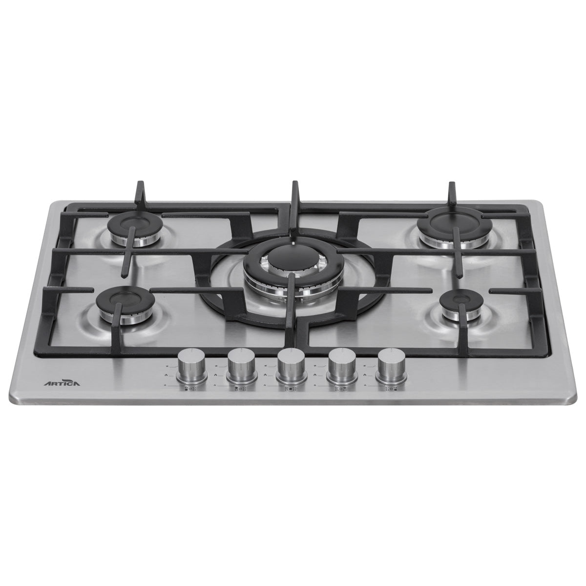 ENCIMERA A GAS ARTICA 70CM – 5 QUEMADORES, ACERO INOX, FORJA Y WOK