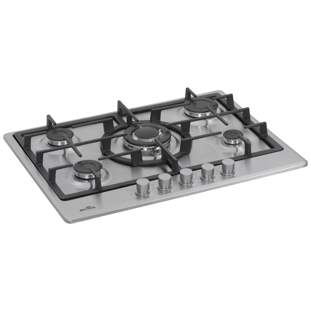 ENCIMERA A GAS ARTICA 70CM – 5 QUEMADORES, ACERO INOX, FORJA Y WOK
