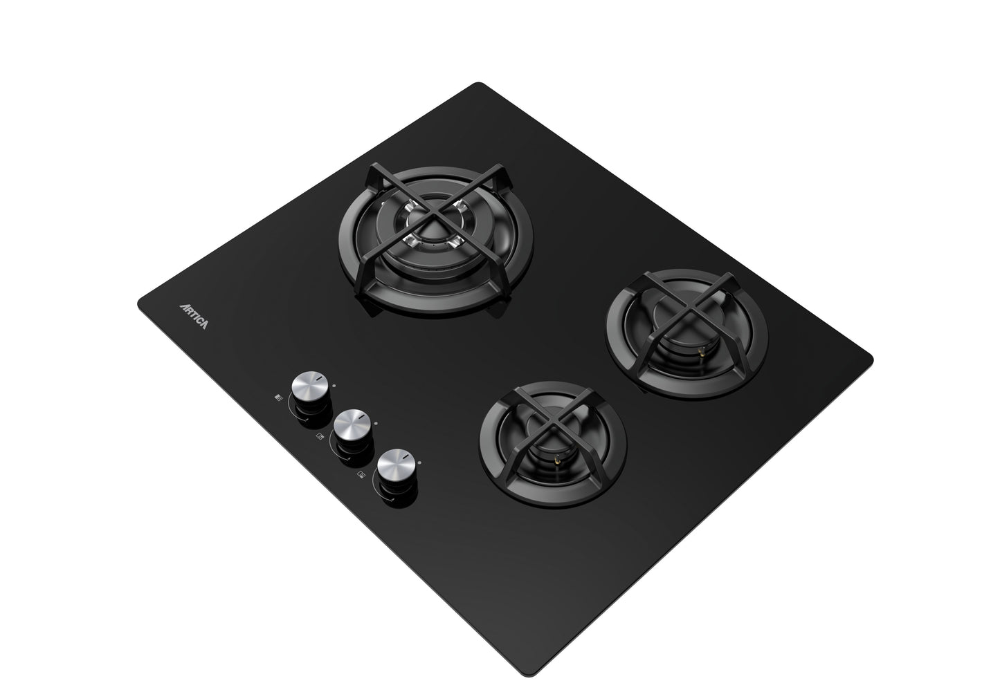 ENCIMERA A GAS ARTICA 60CM – 3 QUEMADORES, CRISTALGAS, FORJA WOK Y SEGURIDAD ANTI-CORTE