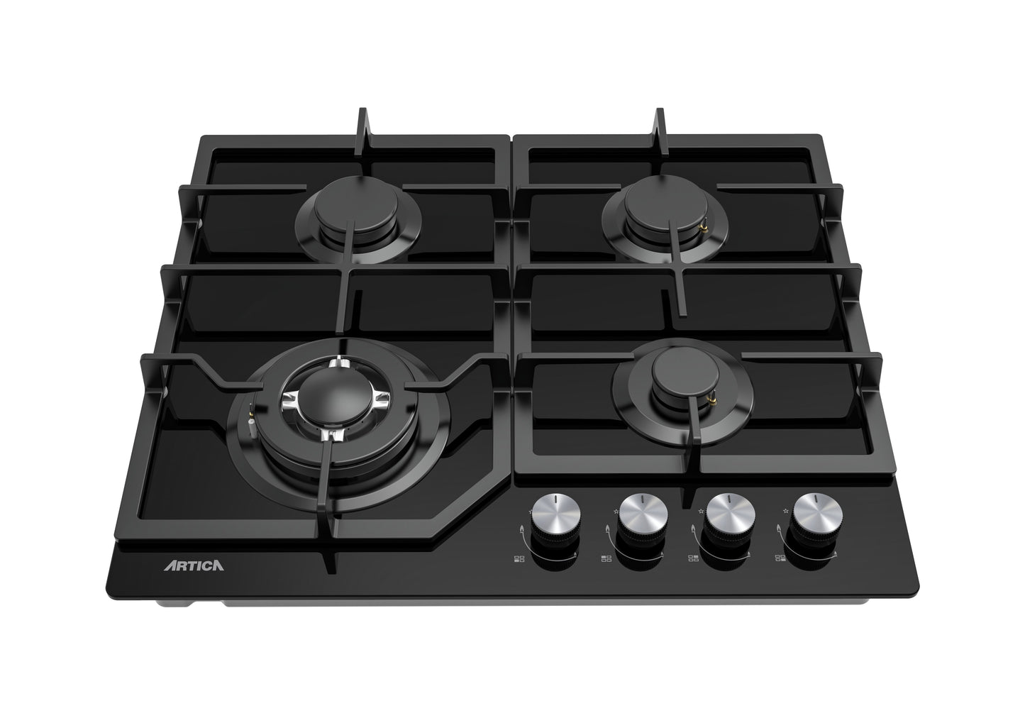 ENCIMERA A GAS ARTICA 60CM – 4 QUEMADORES, CRISTALGAS, FORJA WOK Y SEGURIDAD ANTI-CORTE