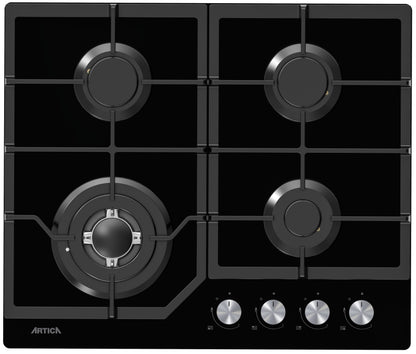 ENCIMERA A GAS ARTICA 60CM – 4 QUEMADORES, CRISTALGAS, FORJA WOK Y SEGURIDAD ANTI-CORTE