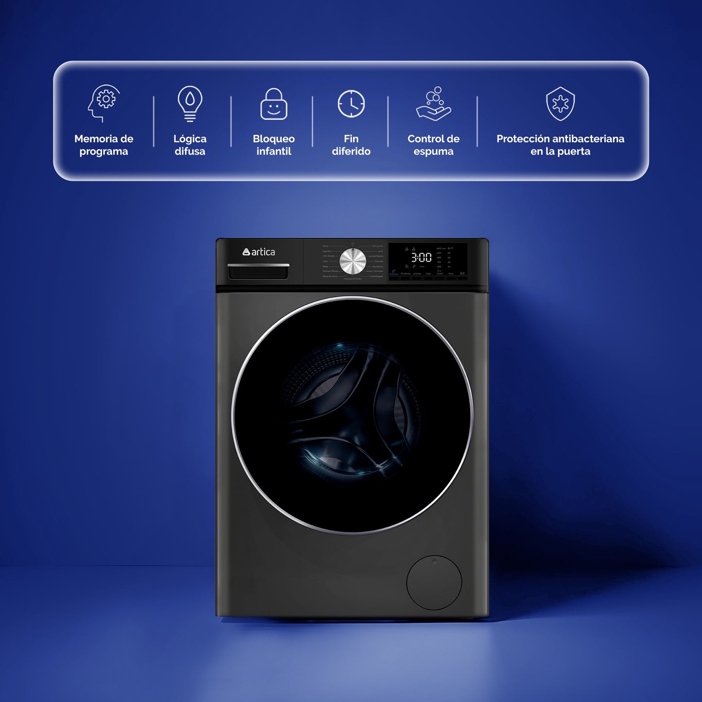 LAVADORA ARTICA AQUAPLUS 10 KG 1400 RPM DE BAJO CONSUMO COLOR GRIS OSCURO CON MOTOR INVERTER Y FUNCIÓN VAPOR