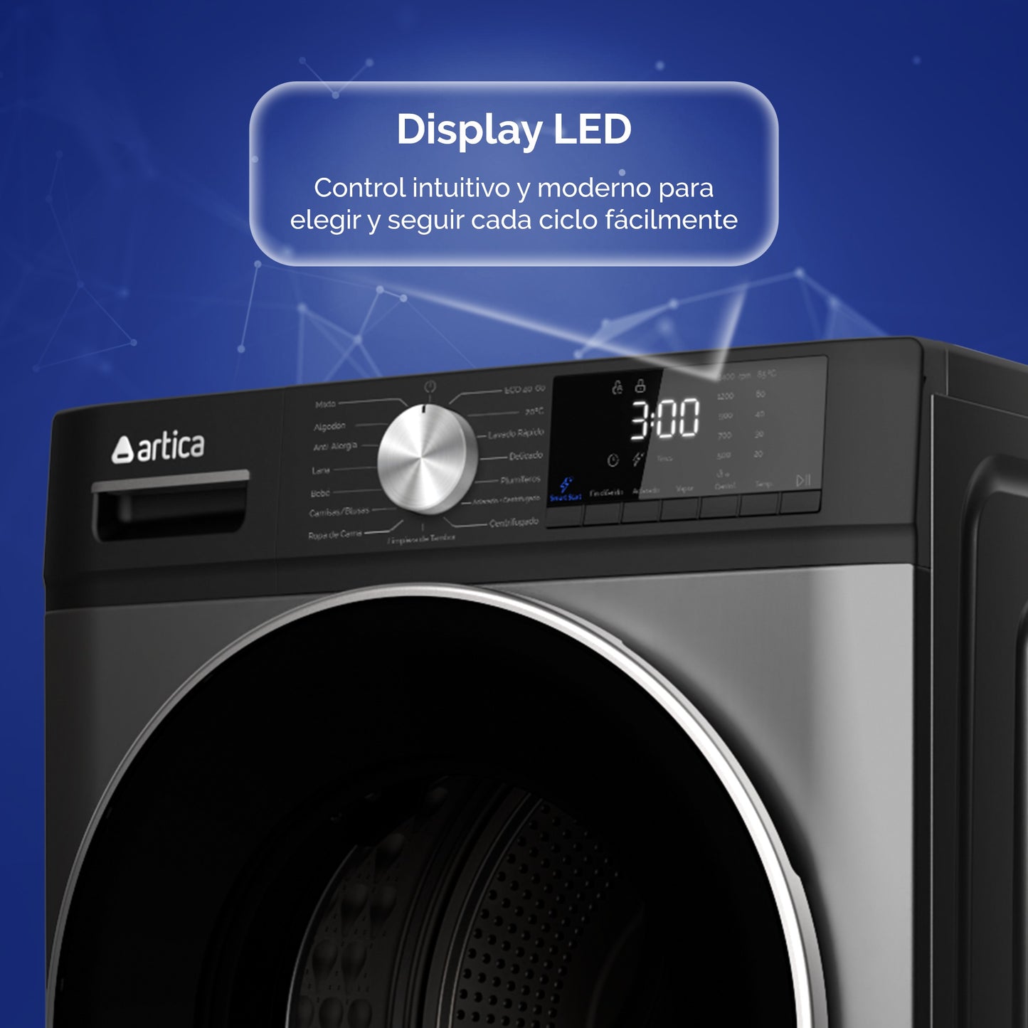 LAVADORA ARTICA AQUAPLUS 10 KG 1400 RPM DE BAJO CONSUMO COLOR GRIS OSCURO CON MOTOR INVERTER Y FUNCIÓN VAPOR