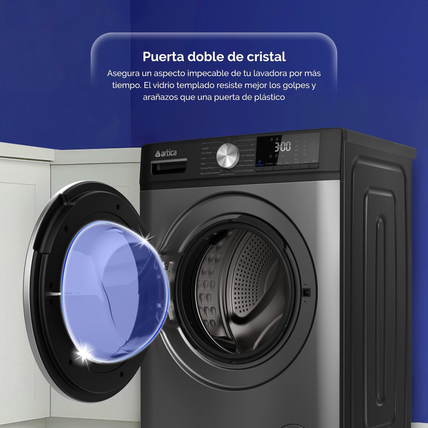 LAVADORA ARTICA AQUAPLUS 10 KG 1400 RPM DE BAJO CONSUMO COLOR GRIS OSCURO CON MOTOR INVERTER Y FUNCIÓN VAPOR