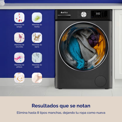 LAVADORA ARTICA AQUAPLUS 10 KG 1400 RPM DE BAJO CONSUMO COLOR GRIS OSCURO CON MOTOR INVERTER Y FUNCIÓN VAPOR
