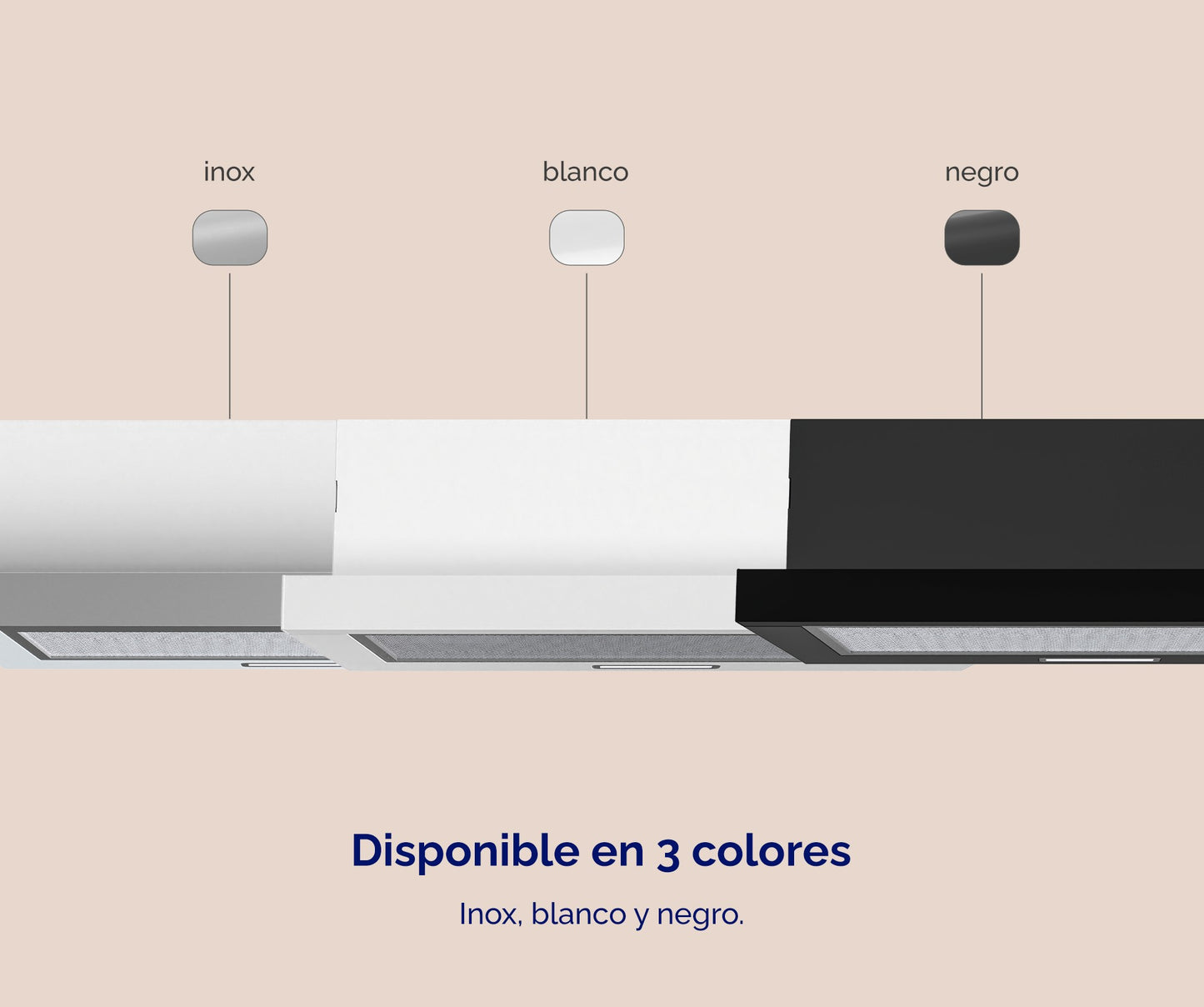 CAMPANA EXTRACTORA ARTICA 60CM – TELESCÓPICA, 2 VELOCIDADES, LED Y TRES COLORES