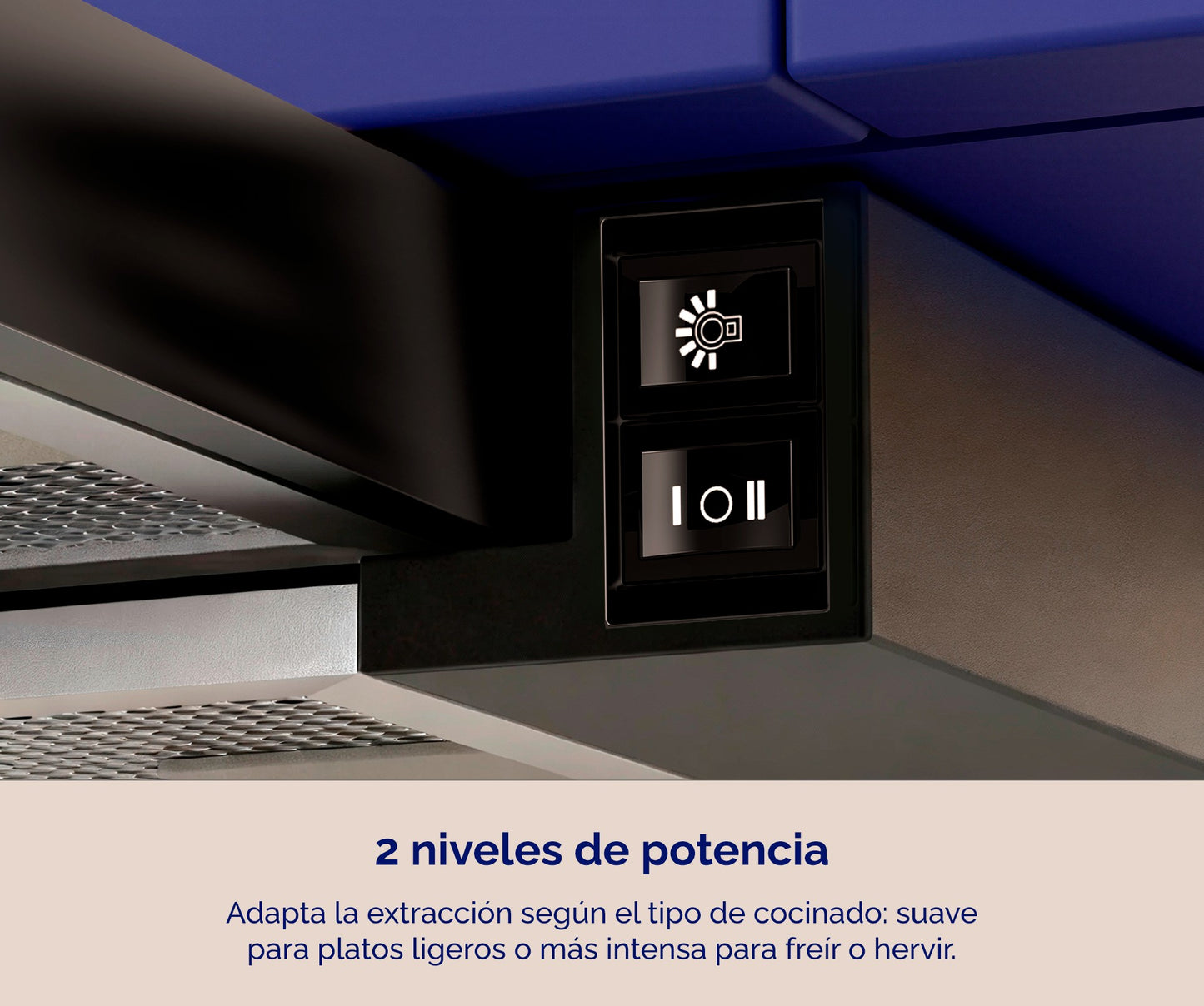 CAMPANA EXTRACTORA ARTICA 60CM – TELESCÓPICA, 2 VELOCIDADES, LED Y TRES COLORES