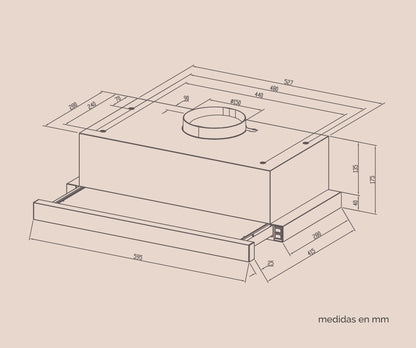 CAMPANA EXTRACTORA ARTICA 60CM – TELESCÓPICA, 2 VELOCIDADES, LED Y TRES COLORES