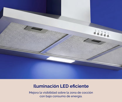 CAMPANA DECORATIVA ARTICA 60 Y 90 CM – 3 VELOCIDADES, LED, FILTROS LAVABLES Y ACERO INOX